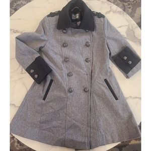 Tailored by Rothschild Girls Gray Colorblock Wool Vintage A-line Long Coat Sz 7